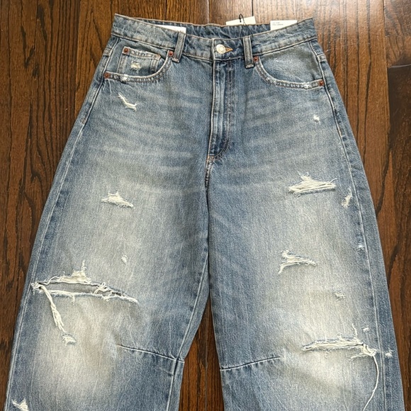 TRF MID WAIST BAGGY BALLOON RIPPED JEANS 27 (US 4) - Picture 4 of 8